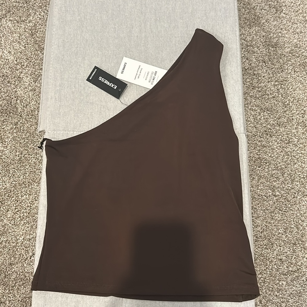 Express brown off shoulder tank NWT